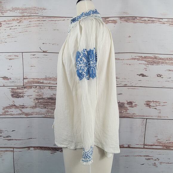 The GREAT Traveler embroidered peasant top cream Size 0 =XS - Picture 2 of 9